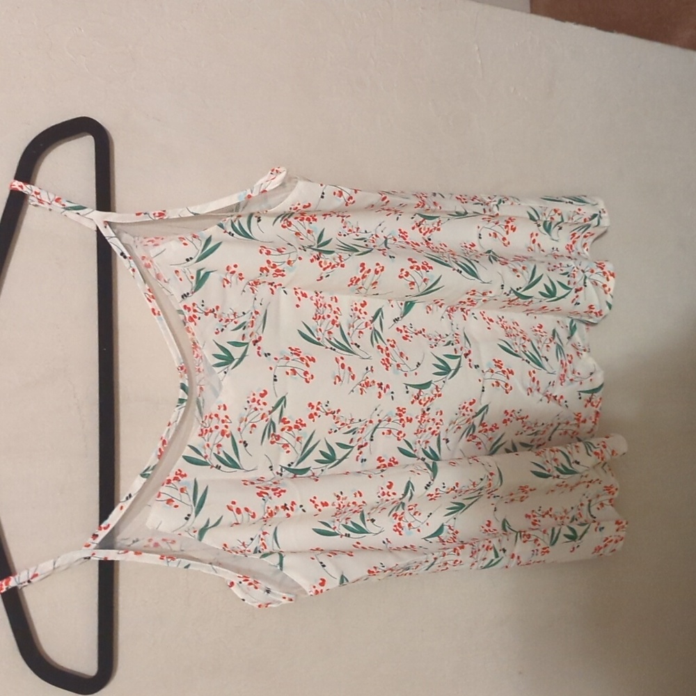 Dear lover, Apricot Floral print mesh cami tank